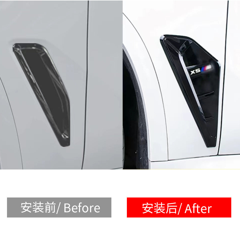 Glossy Black Car Stickers Fender for BMW X5 G05 2019-2023 Adhesive Version with Side Gills and Air Vents Body Kits Styling
