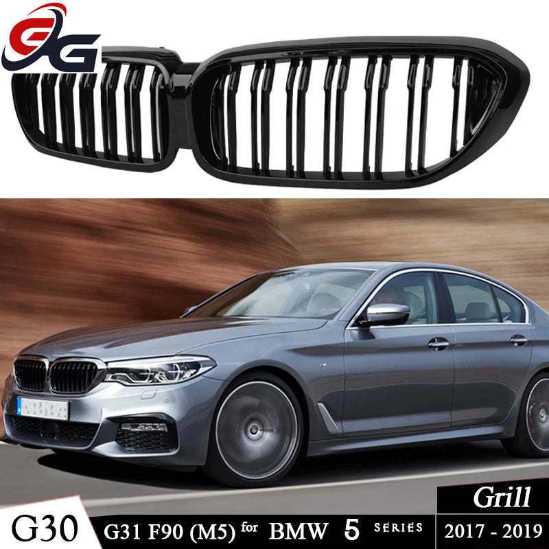 Front Kidney Grille Black for BMW 5 Series 2017-2019 (Pre-LCI) G30 Sedan G31 Wagon F90 M5 528i 530i 535i 540i Car Racing Grills