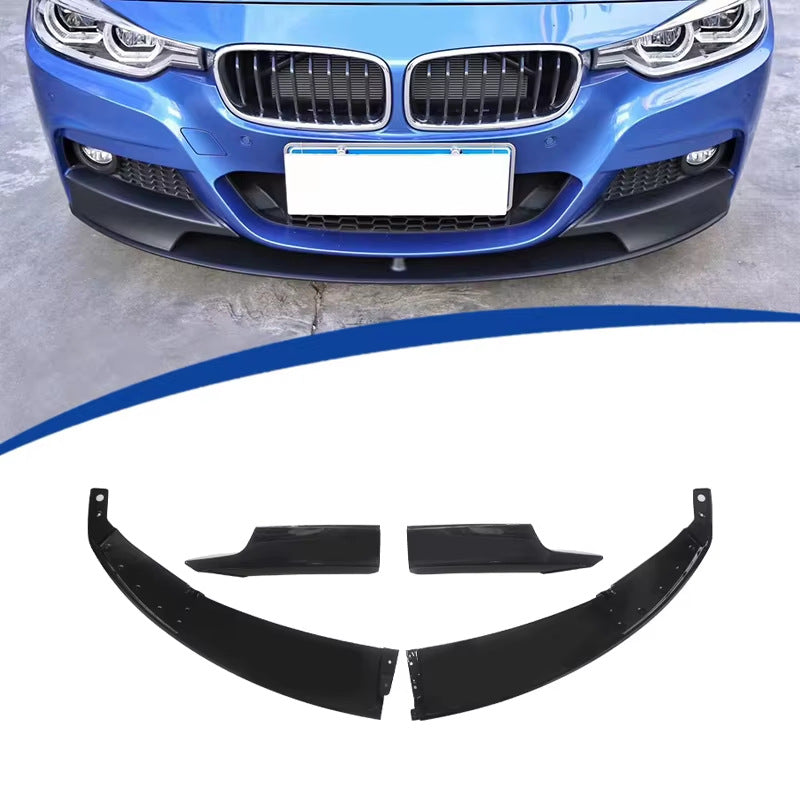 Sport 4-Section Front Lip Spoiler for BMW 3 Series F34 (2013 - 2019), Glossy Black