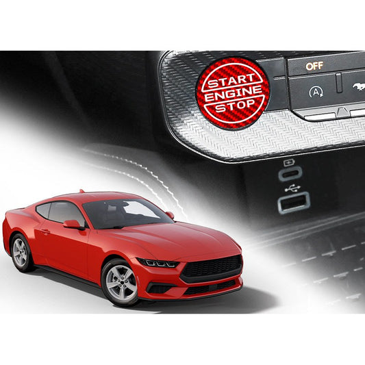 Carbon Fiber Push-Start Button Trim for Ford Mustang (2024)