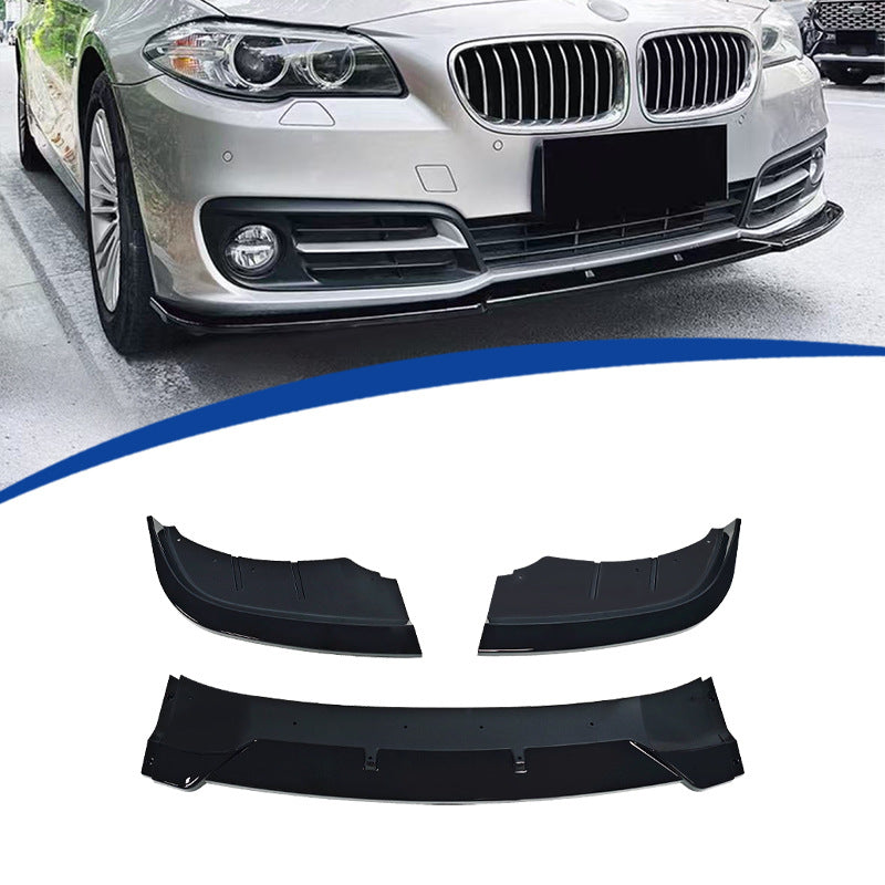 Standard 3-Section Front Lip Spoiler for BMW 5 Series F10 (2014 - 2016), Glossy Black