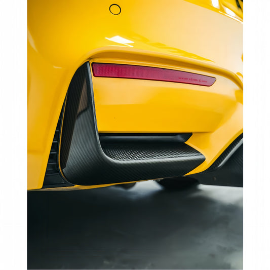 3×3 3K Twill Dry Carbon Fiber Rear Bumper Splitter Vent Trim for BMW F80 M3 / F82 Coupe F83 Convertible M4 | Stick-On