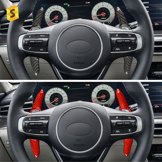 Dry Carbon Fiber Steering Wheel Shift Trim for Kia K5 (2020+)