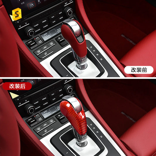 Real Carbon Fiber Gear Shift Knob Cover for Porsche 718 / 911 / Panamera / Macan