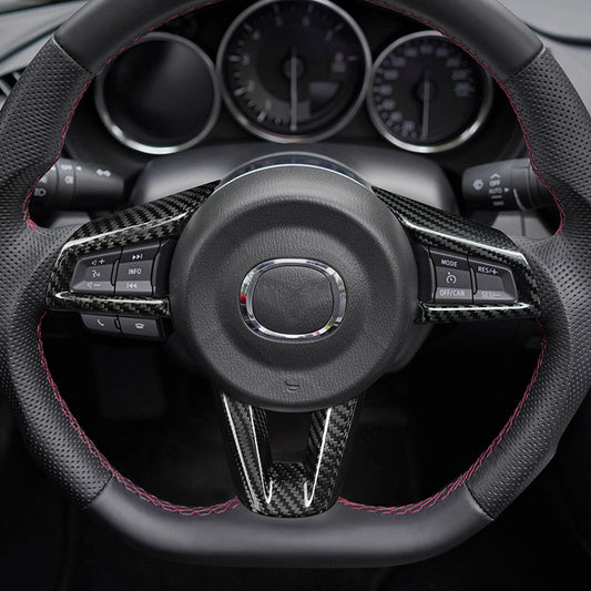 Real Carbon Fiber Steering Wheel Button Frame Trim for Mazda MX-5 (2016 - 2025)