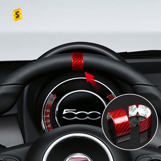 Real Carbon Fiber Steering Wheel Trim for Fiat 500 (2020 - 2023)