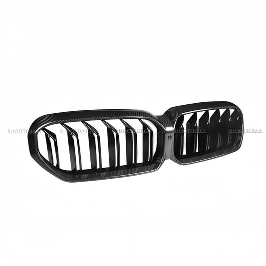 Carbon Fiber Front Grille with Double Bars for BMW 5 Series G30 / G38 / M5 F90 Facelift (2021 - 2023)