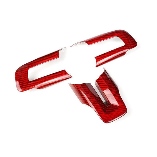 Carbon Fiber Steering Wheel Button Trim for Ford Mustang