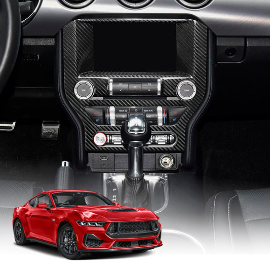 Real Carbon Fiber Multimedia Panel Frame Trim for Ford Mustang (2015)