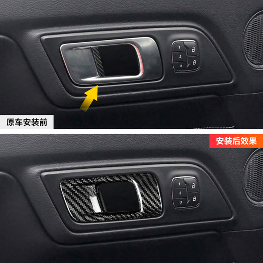 Real Carbon Fiber Interior Door Handle Trim for Ford / Ford Mustang (2015 - 2023)