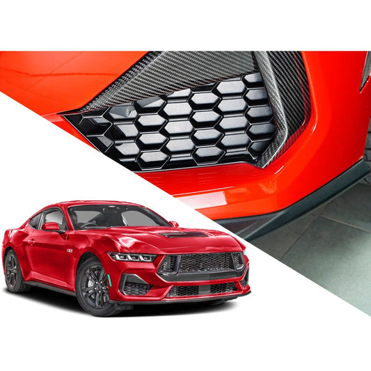 Carbon Fiber Fog Light Grille Canard for Ford Mustang (2024)