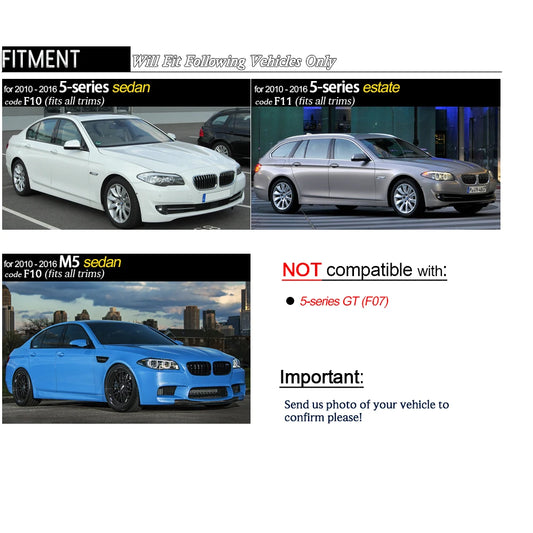 F10 Grille, Real Carbon Fiber Framed Bumper Grill for 2010 - 2016 BMW 5 Series F10 Sedan F11 Estate 520i 528i 530i 535i & M5