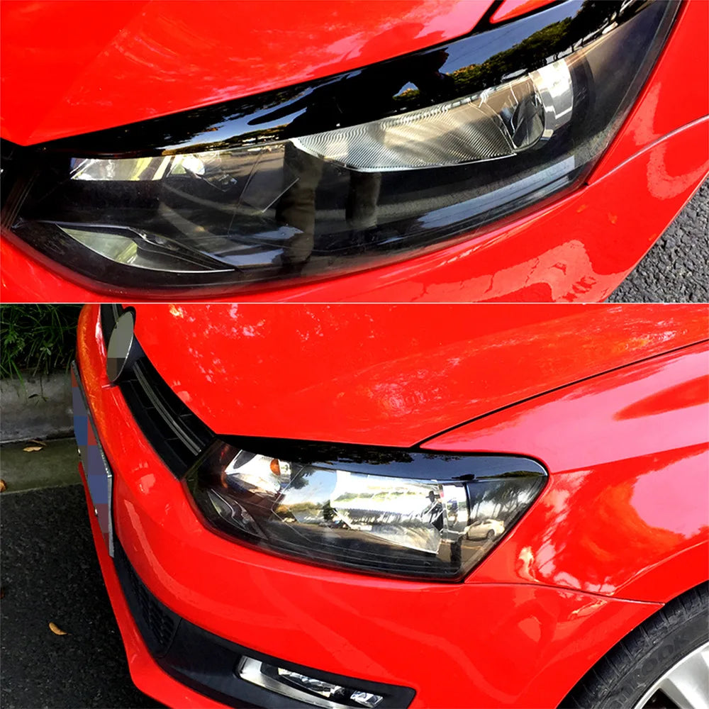 1 Pair Car Front Headlight Eyelid Eyebrow Trims Eyelash Glossy Black Stickers For Volkswagen VW Golf Polo Mk5 6R 6C 2010-2017