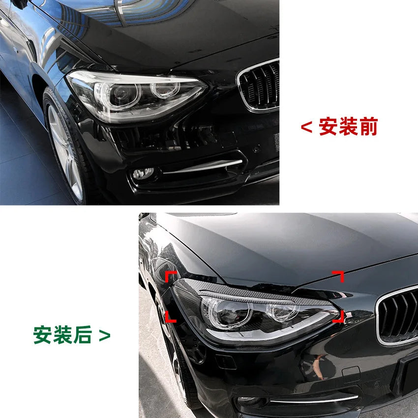 1 Pair Car Front Headlight Eyelid Eyebrow Trims Eyelash for BMW 1 Series F20 F21 Pre-facelift 2011-2014 Lids ABS Accessories