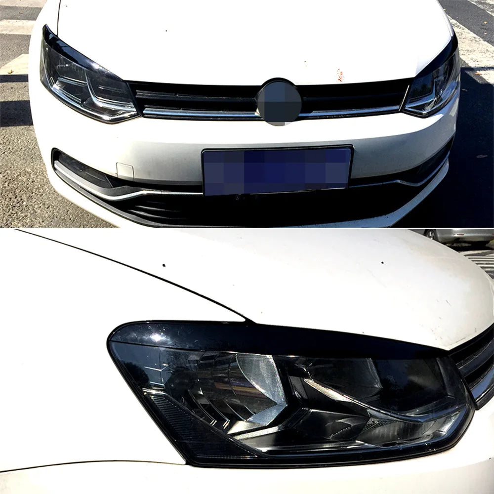 1 Pair Car Front Headlight Eyelid Eyebrow Trims Eyelash Glossy Black Stickers For Volkswagen VW Golf Polo Mk5 6R 6C 2010-2017