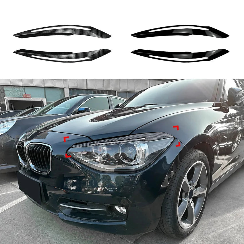 1 Pair Car Front Headlight Eyelid Eyebrow Trims Eyelash for BMW 1 Series F20 F21 Pre-facelift 2011-2014 Lids ABS Accessories