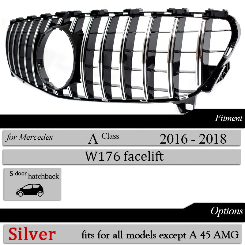 W176 Front GTR Racing Grille Facelift for 2016-2018 Mercedes A Class Hatchback A180 A200 A220 A250 Car Grills