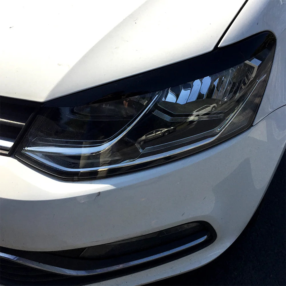 1 Pair Car Front Headlight Eyelid Eyebrow Trims Eyelash Glossy Black Stickers For Volkswagen VW Golf Polo Mk5 6R 6C 2010-2017