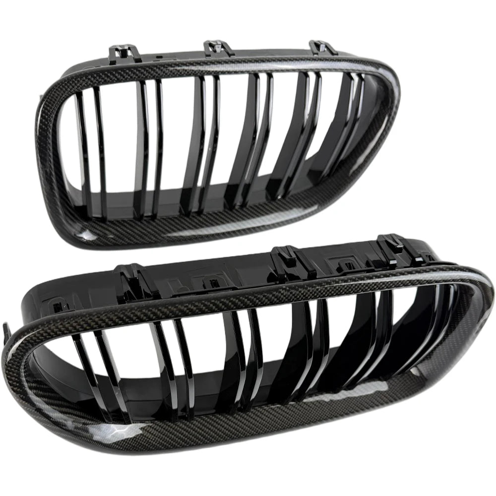 F10 Grille, Real Carbon Fiber Framed Bumper Grill for 2010 - 2016 BMW 5 Series F10 Sedan F11 Estate 520i 528i 530i 535i & M5