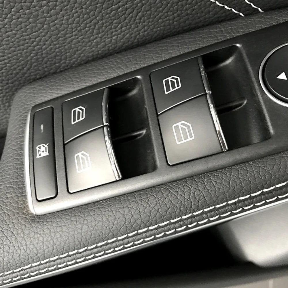 Car Window Lift Button Sticker for Mercedes Benz A B CLA GLA Class W176 W246 C117 X156 Chrome Trim Interior Decorative Stickers