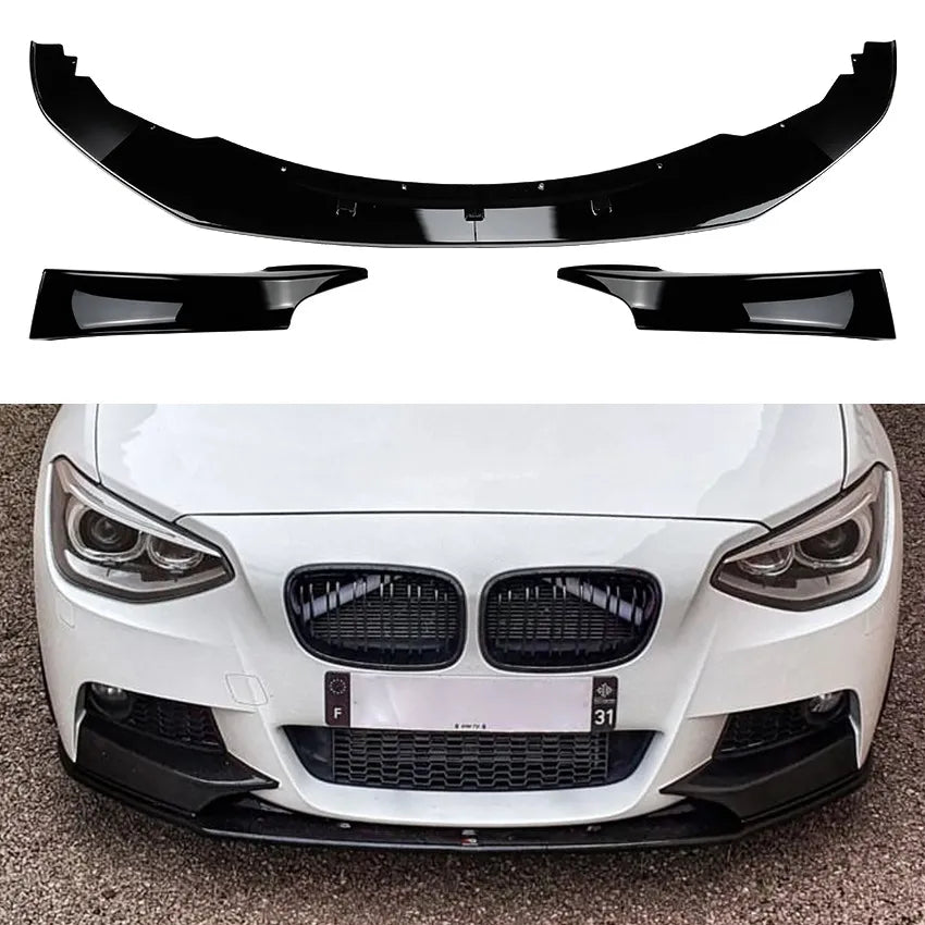 Car Splitter Front Bumper Lip Spoiler Body Kit for BMW 1 Series F20 F21 Pre-Facelift M Sport Style 2012-2014 Canard Cover Trim