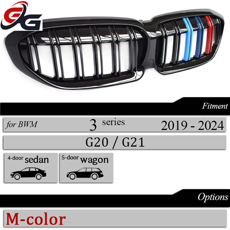 Car Front Numper Kidney Grilles Racing Grill for BMW 2019 - 2024 3 Series G20 4-Door Sedan G21 5-Door Estate 320i 325i 330d 335d