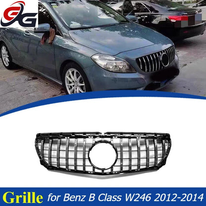 ABS Black Silver Grill Replacement Front Bumper Radiator GT Grille for Mercedes Benz B Class W246 2012-2014 Diamonds Grilles