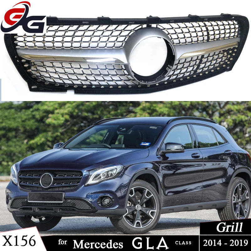 Front Bumper Grill Diamond Grille Mesh For Mercedes GLA Class Pre-facelifted & Facelifted X156 2014-2019 GLA 180 GLA 200 GLA 250