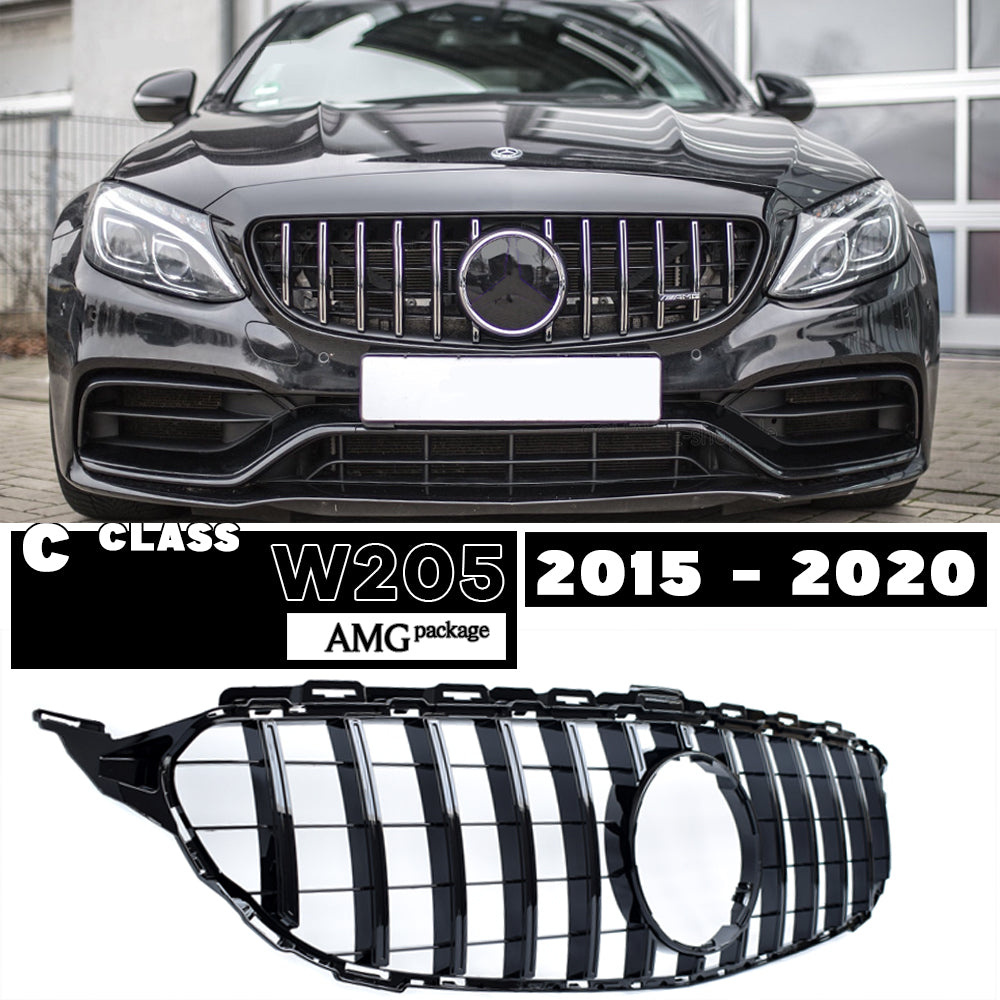 Panamericana Grille GTR Type Grill For Mercedes C Class W205 Sedan S205 Estate A205 Cabrio C205 Coupe 2015 - 2020 C180 C200 C300