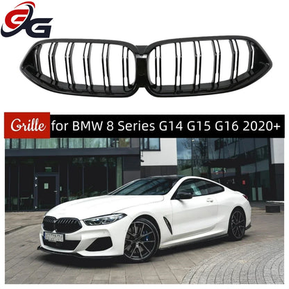 Car Front Grille for BMW 8 Series G14 G15 G16 2020+ Mesh Grill Racing Grills Carbon Look ABS Dual Line Styling Car Accessories