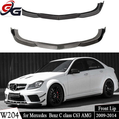 W204 Front Bumper Lip Body Kit Spoiler Splitter Carbon Look Bumper Canard Splitter For Mercedes Benz C Class C63 AMG 2009-2014