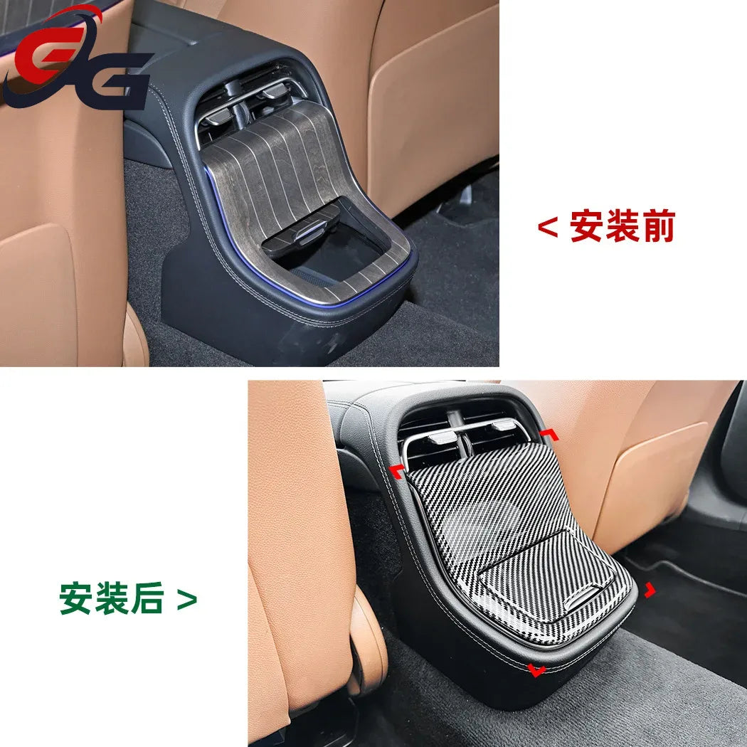 Applicable To Mercedes Benz E-Class W214 2024+ E260 E300 Armrest Box Rear Air Outlet Cover Car Sticker Modification Styling