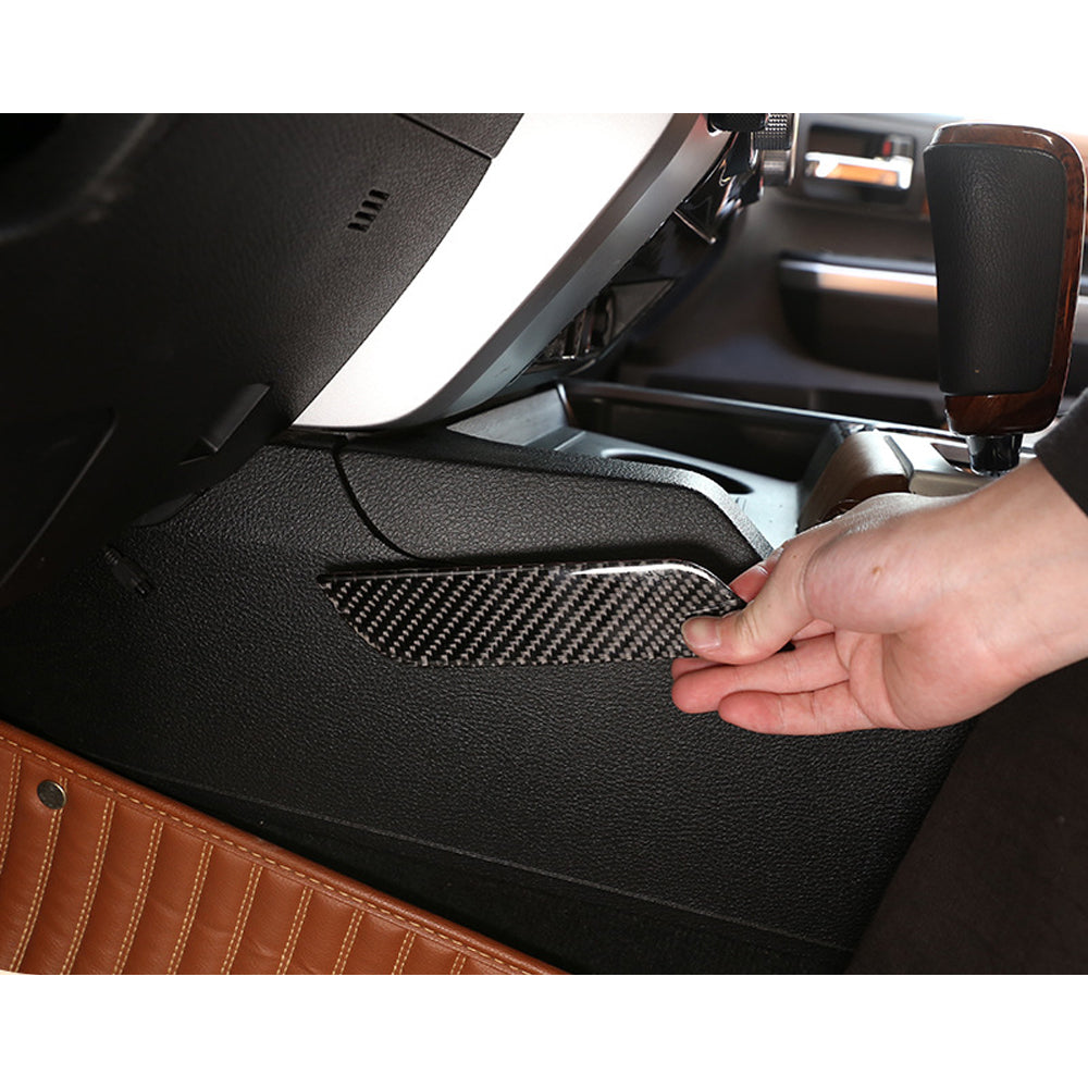 2PCS Prepreg Dry Carbon 3*3 3K Twill Carbon Fiber Interior Gear Shift Base Side Trim for Toyota Tundra XK50 Facelift (2014-2021)