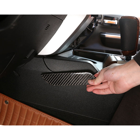 2PCS Prepreg Dry Carbon 3*3 3K Twill Carbon Fiber Interior Gear Shift Base Side Trim for Toyota Tundra XK50 Facelift (2014-2021)