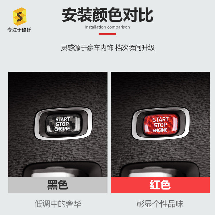 Real Carbon Fiber Push-Start Button Trim for Volvo V40 / V60 / S60L
