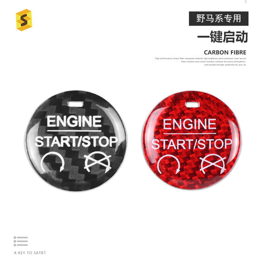 Carbon Fiber Push-Start Button Trim for Ford Mustang