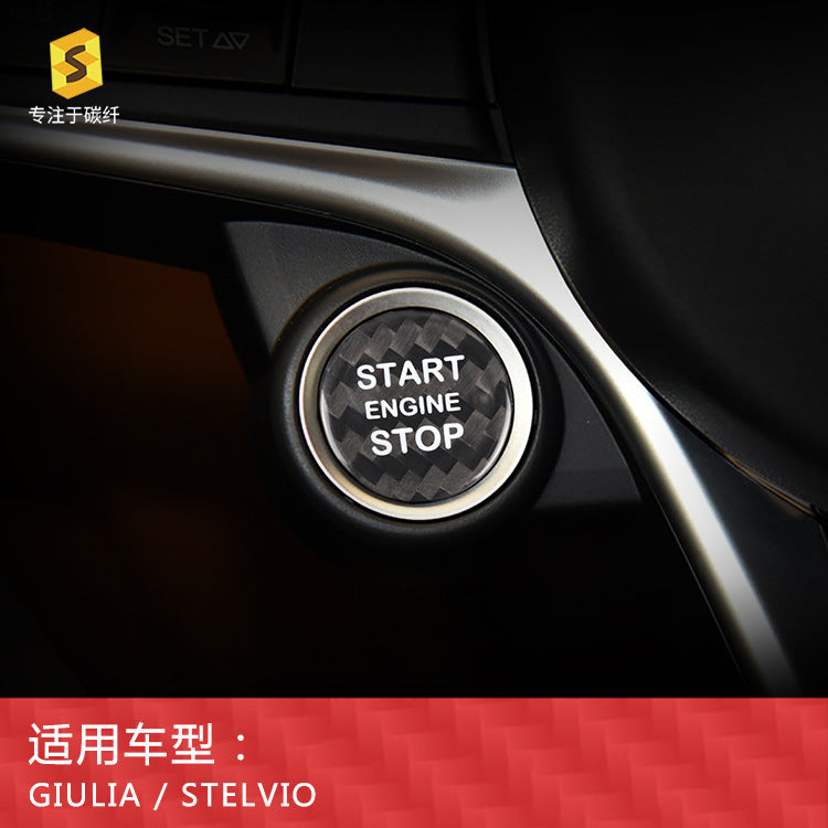 Real Carbon Fiber Push-Start Button Trim for Alfa Romeo Stelvio