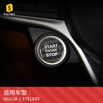 Real Carbon Fiber Push-Start Button Trim for Alfa Romeo Stelvio