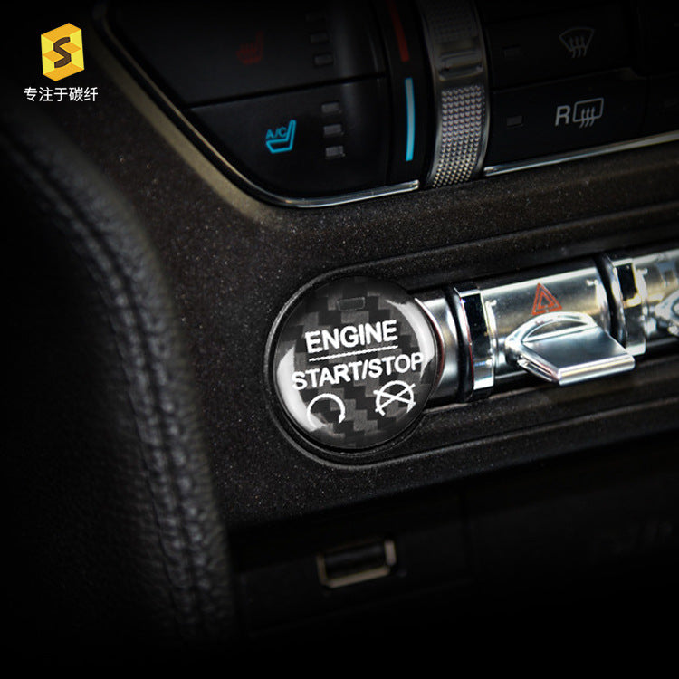 Carbon Fiber Push-Start Button Trim for Ford Mustang