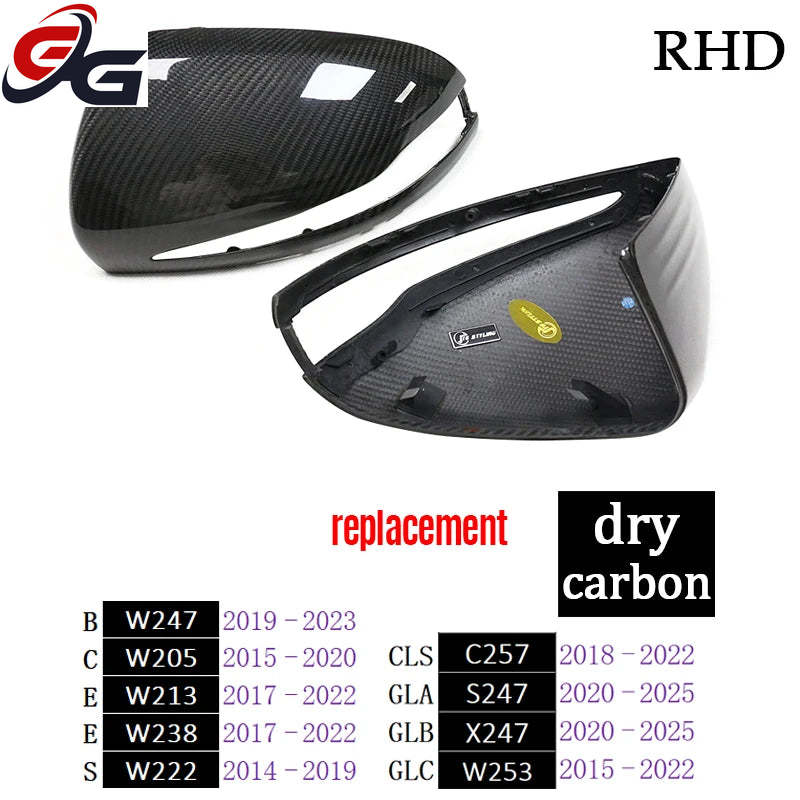 Car Dry Carbon Side Rearview Mirror Cover Trim for Mercedes B W247 C W205 E W213 W238 CLS C257 S W222 GLA H247 GLB X247 GLC W253