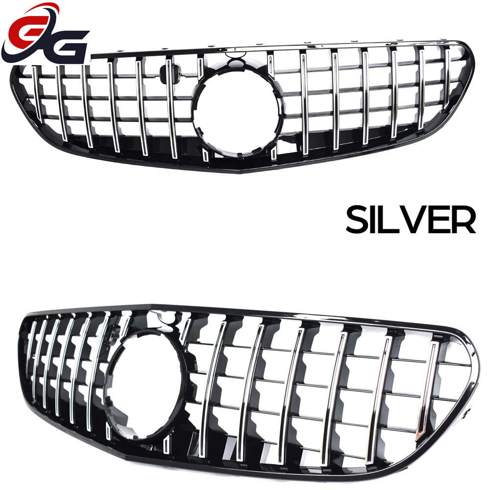 W217 Front Bumper Racing Grille Silver Grill for Mercedes S Class C217 Coupe A217 Cabriolet 2014-2020, Not for S65 AMG S63 AMG