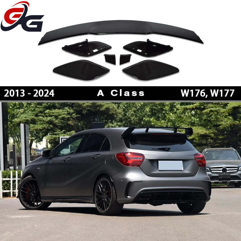 W177 Gloss Black Rear Deck Spoiler Boot Wing for 2013 - 2024 Mercedes A Class W176 5-Door Hatchback & A45 AMG A180 A200 A250