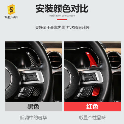 Real Carbon Fiber Steering Wheel Shift Paddle Cover for Ford Mustang