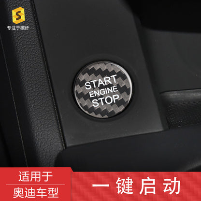 Real Carbon Fiber Push-Start Button Trim for Audi A4L / A6L / Q3