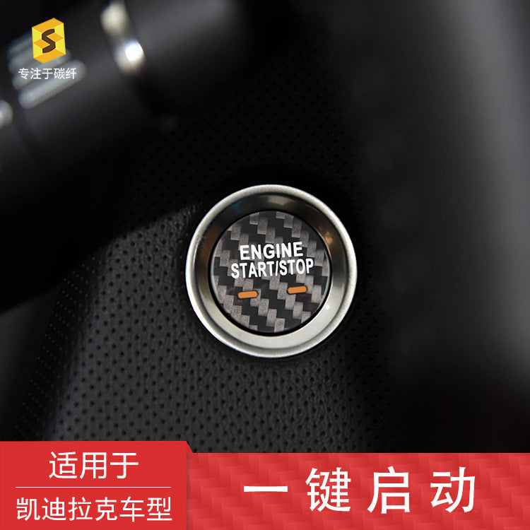 Real Carbon Fiber Push-Start Button Trim for Cadillac XTS / CT6 / XT5