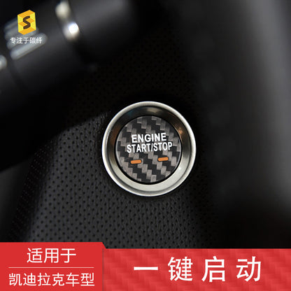 Real Carbon Fiber Push-Start Button Trim for Cadillac XTS / CT6 / XT5