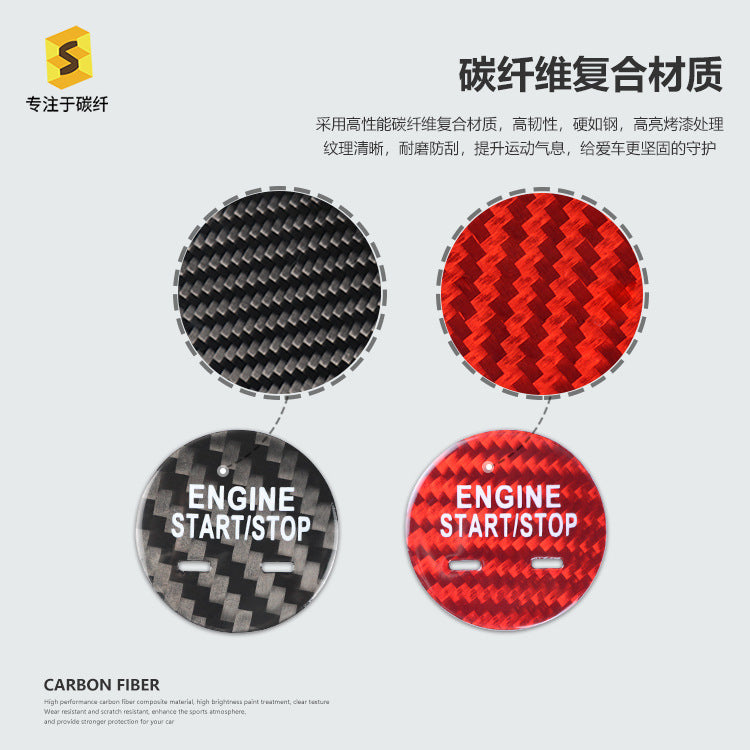 Real Carbon Fiber Push-Start Button Trim for Cadillac XTS / CT6 / XT5