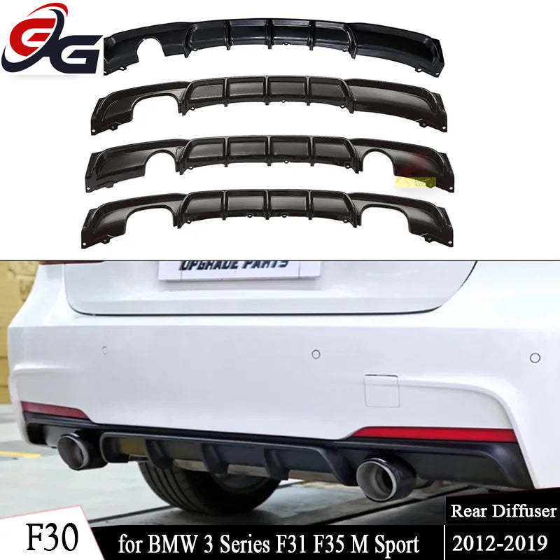 Rear Bumper Exhaust Diffuser Lip Spoiler for BMW 3 Series F30 F31 F35 M Sport 2012 - 2019 Glossy Black Body Kit Car Accessories