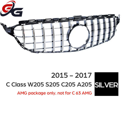 W205 Front Bumper GT Grill for Mercedes Benz C Class S205 A205 C205 2015 - 2017 C200 C250 C300 C350 C400 C450 C43 AMG Grille