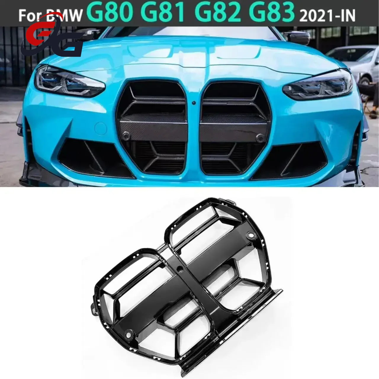 New Design ABS Glossy Black Replacement Front Bumper Grille for BMW M3/M4 G80/G82 CS Style 2021+ Racing Grill Car Styling